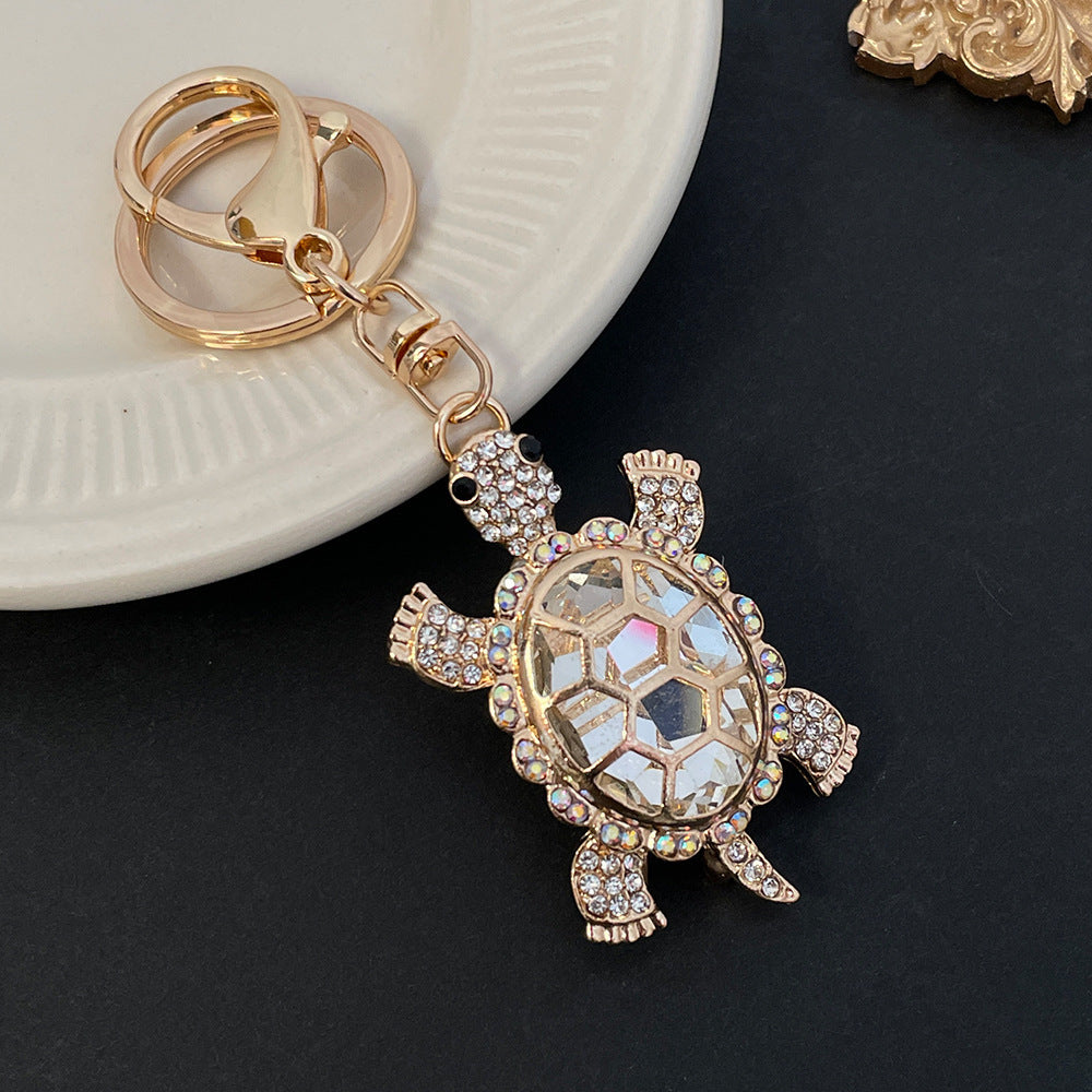Color Diamond Metal Turtle Car Keychain