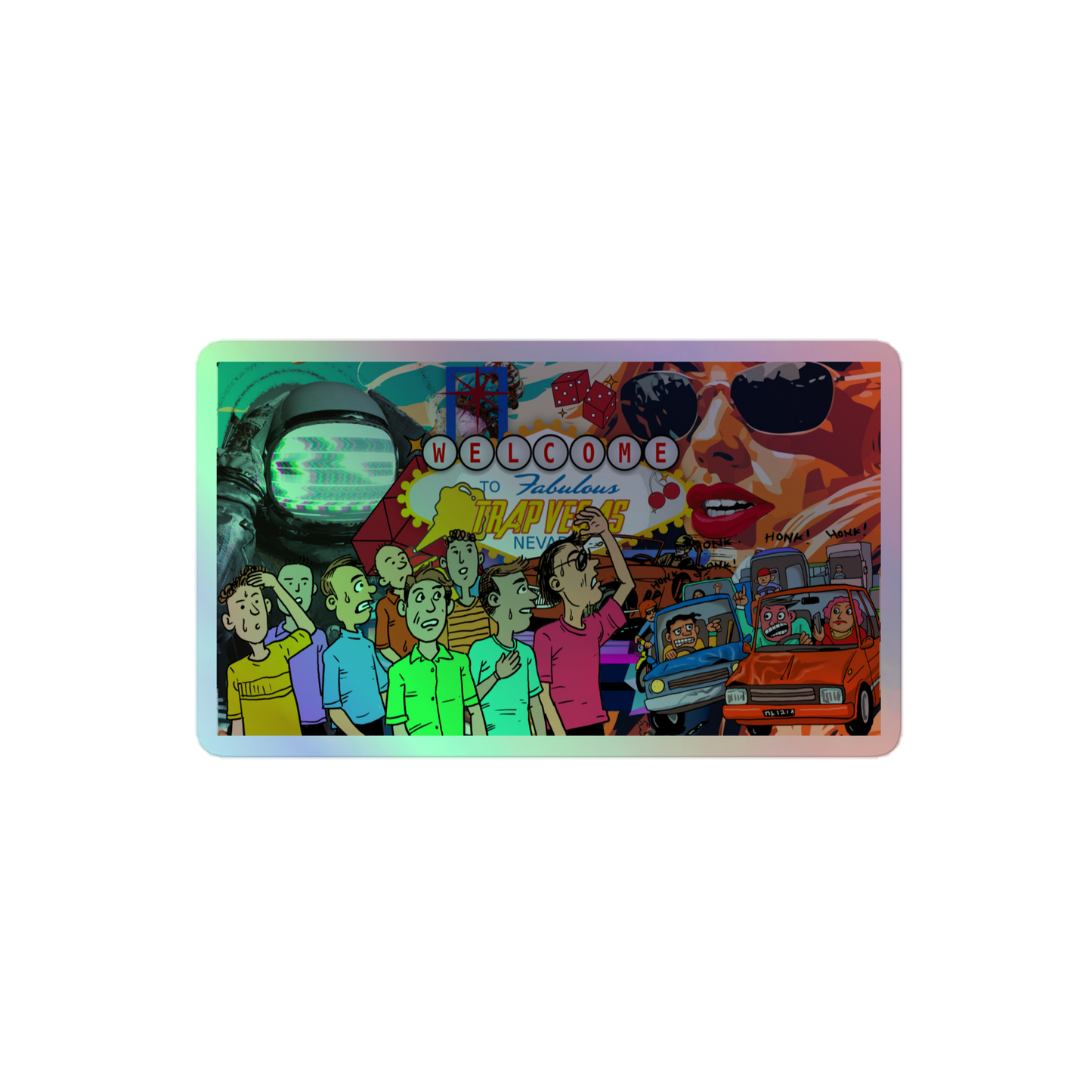 Holographic Trap Vegas Signed Sticker