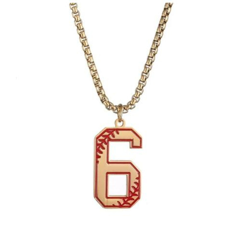 Baseball lucky number 0-9 necklace