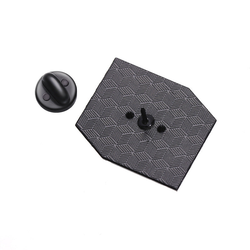 Cube Geometric Trapped Elephant Brooch