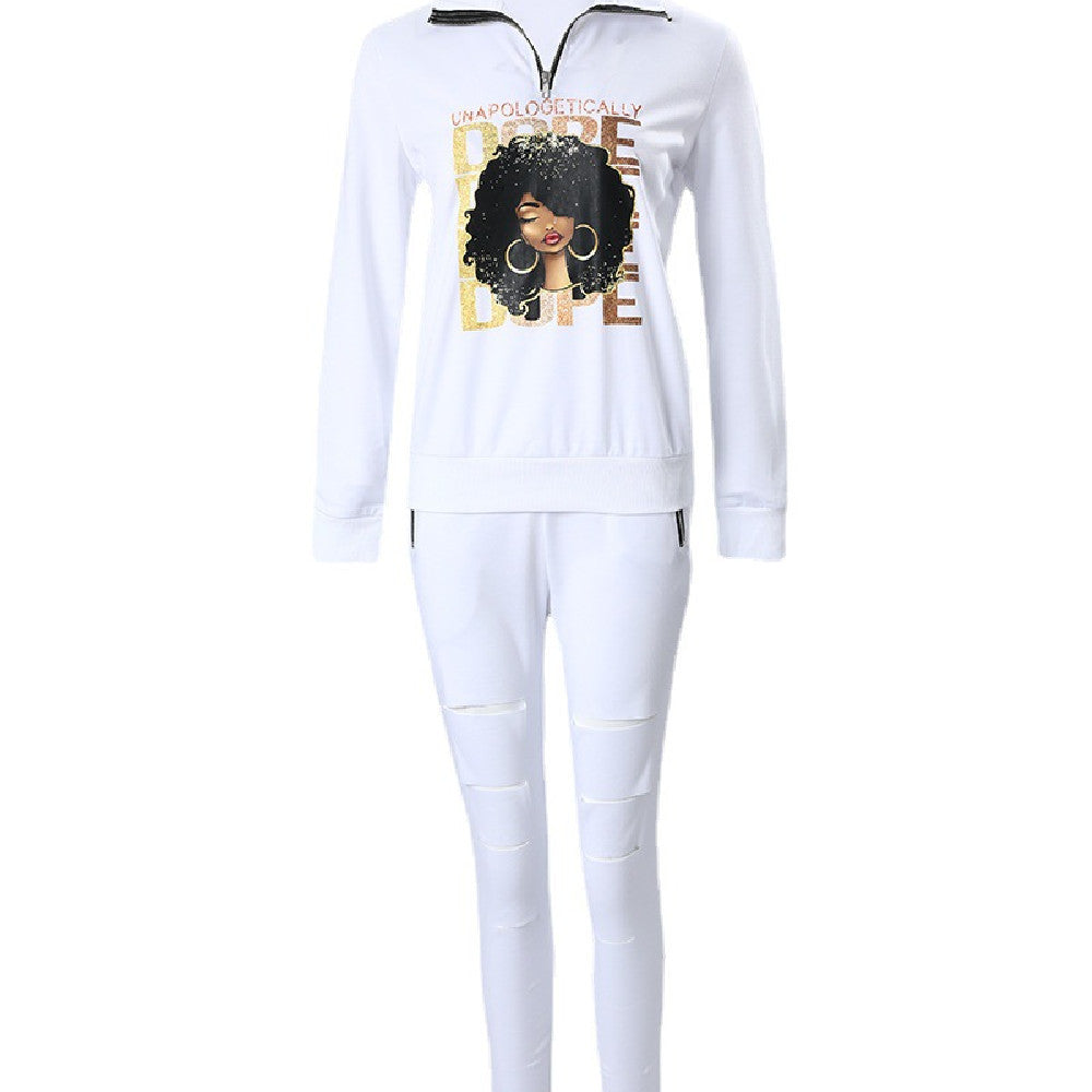 Women's Fashion Camouflage Print Top Suit