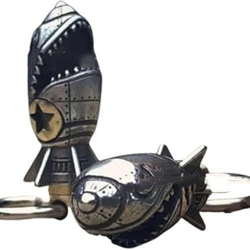 Shark Rocket Skull Keychain