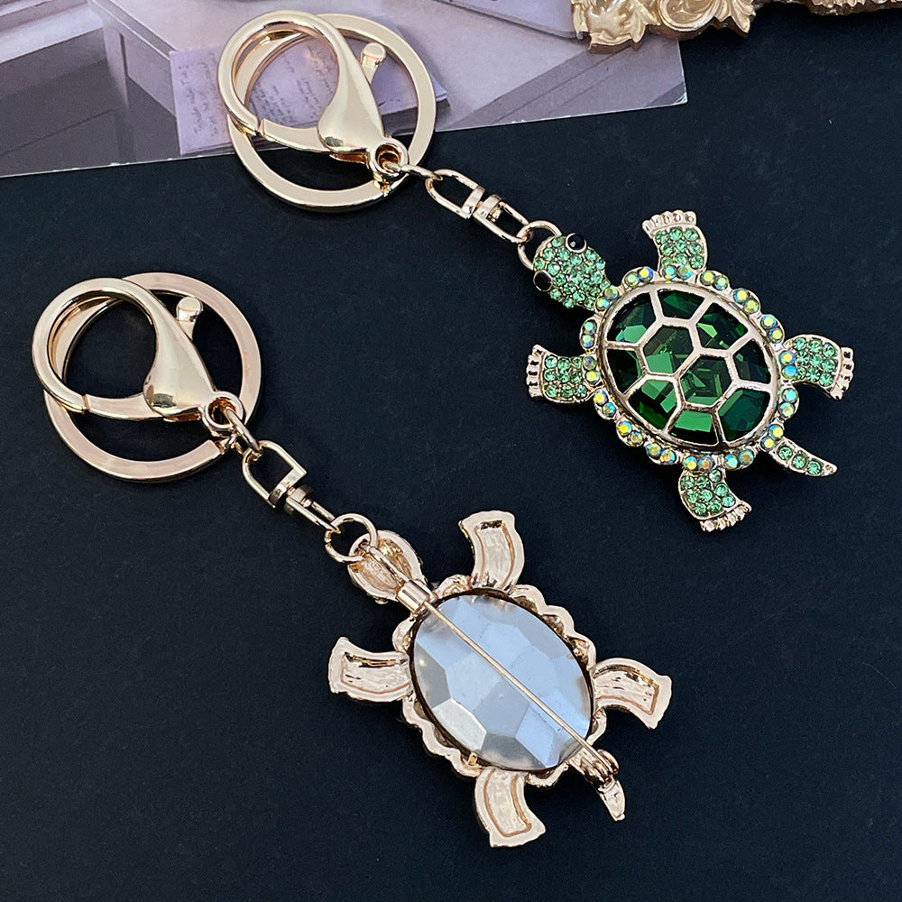 Color Diamond Metal Turtle Car Keychain