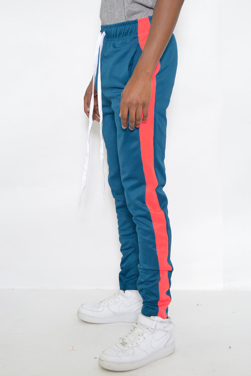Teal Single Red Stripe Track Pant