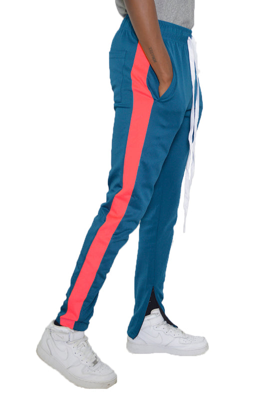 Teal Single Red Stripe Track Pant