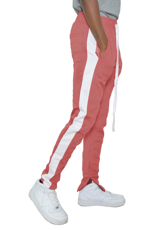 Peach Single White Stripe Track Pant