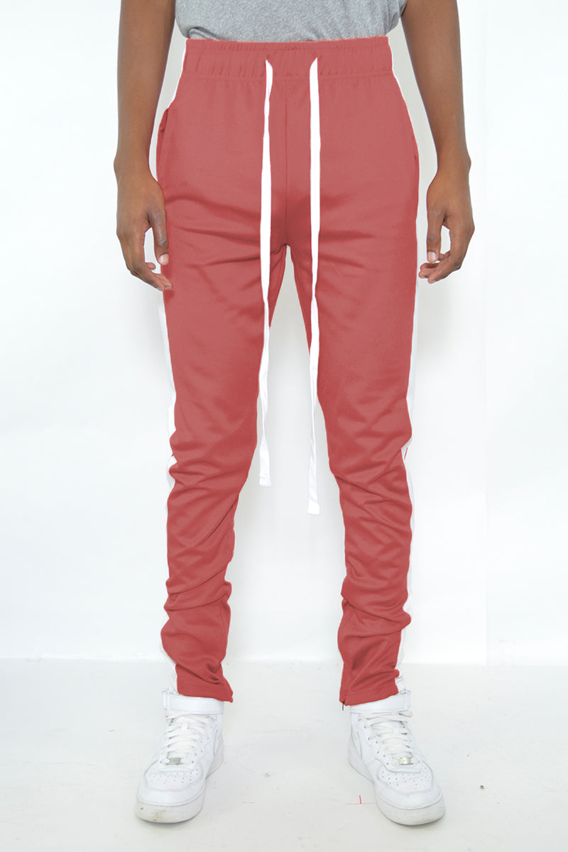 Peach Single White Stripe Track Pant