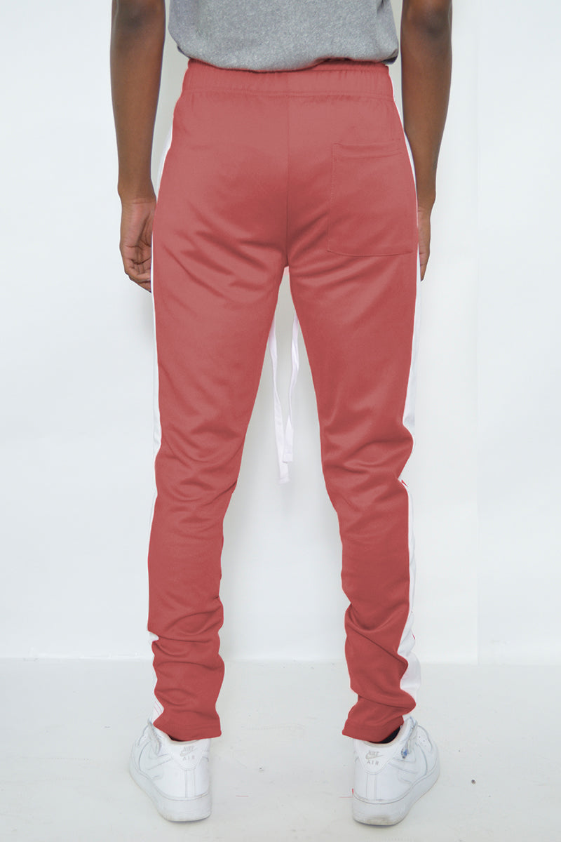 Peach Single White Stripe Track Pant