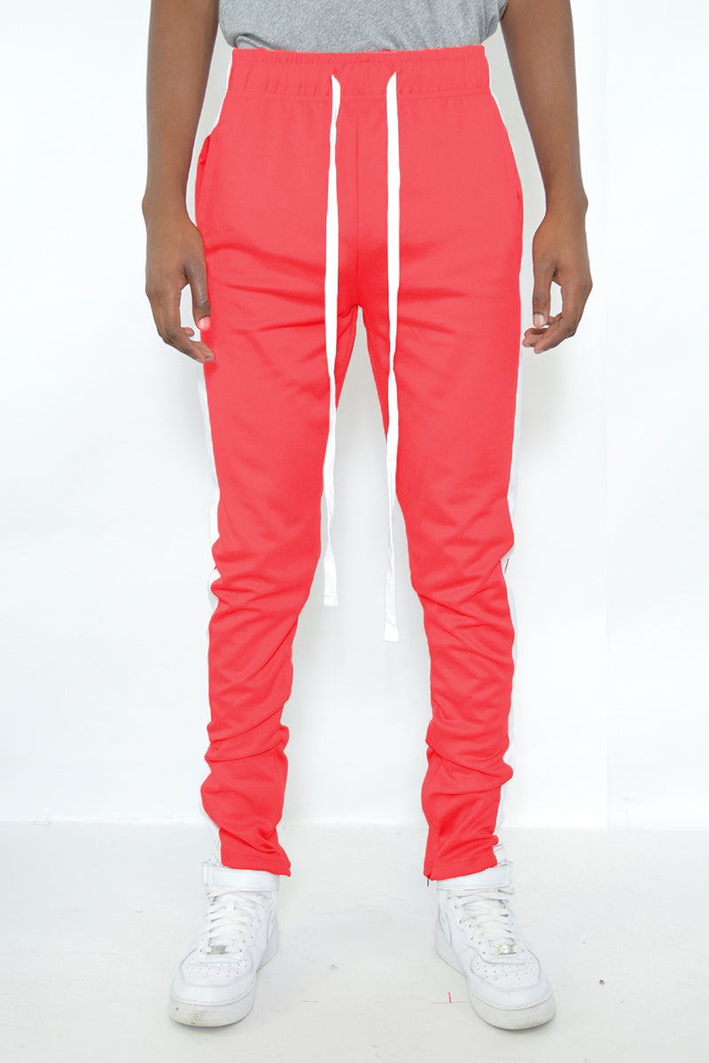Red Single White Stripe Track Pant