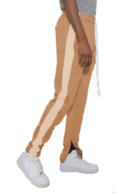 Gold Single Tan Stripe Track Pant