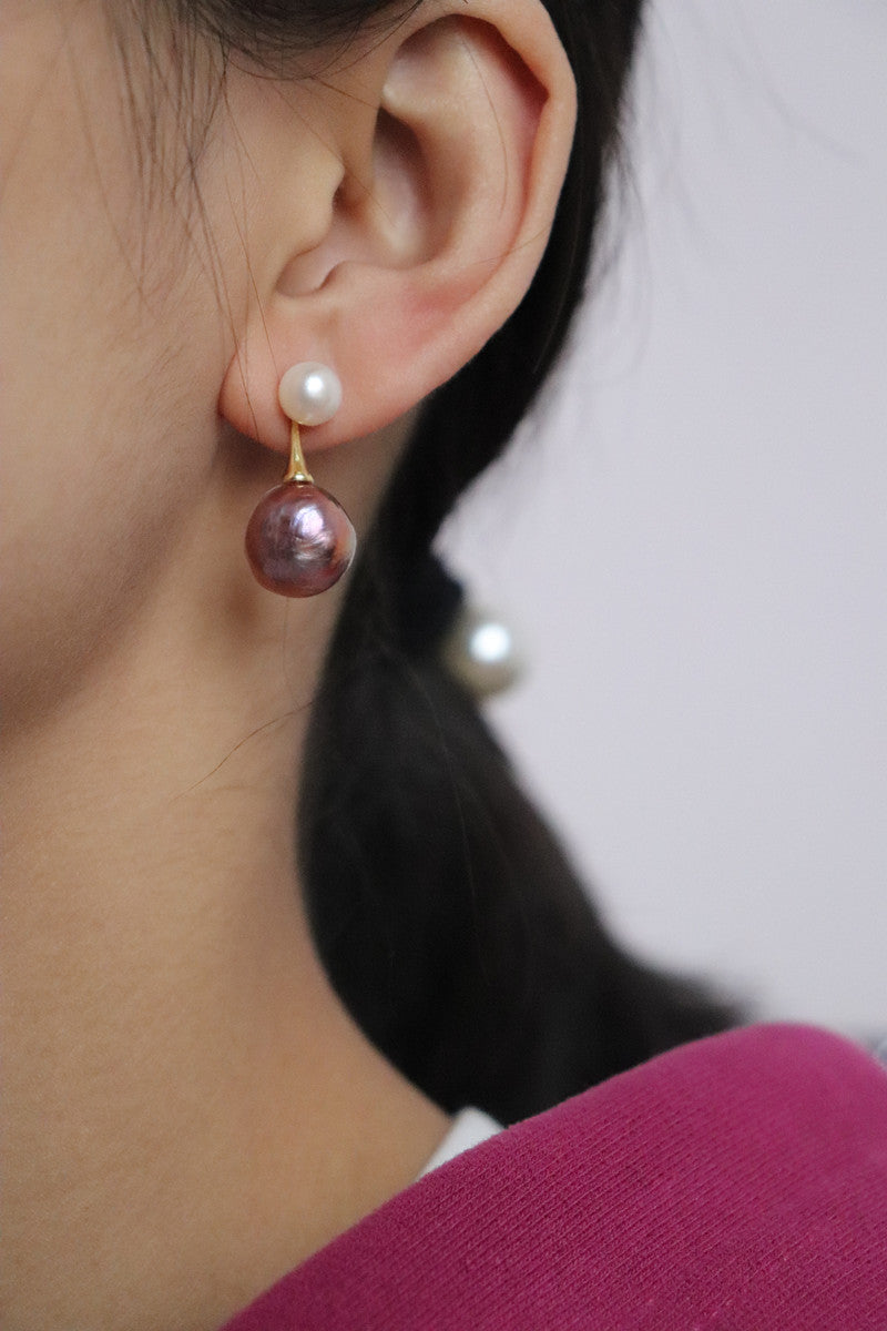 Baroque Pearl Earrings Dual-use Silver Earrings