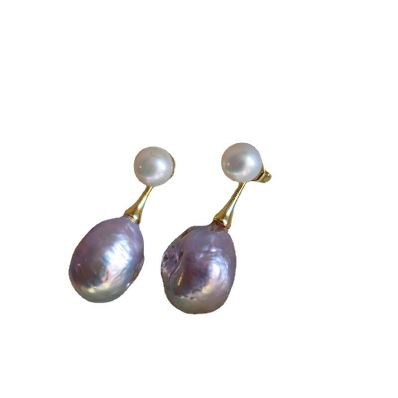 Baroque Pearl Earrings Dual-use Silver Earrings