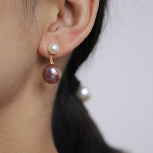 Baroque Pearl Earrings Dual-use Silver Earrings