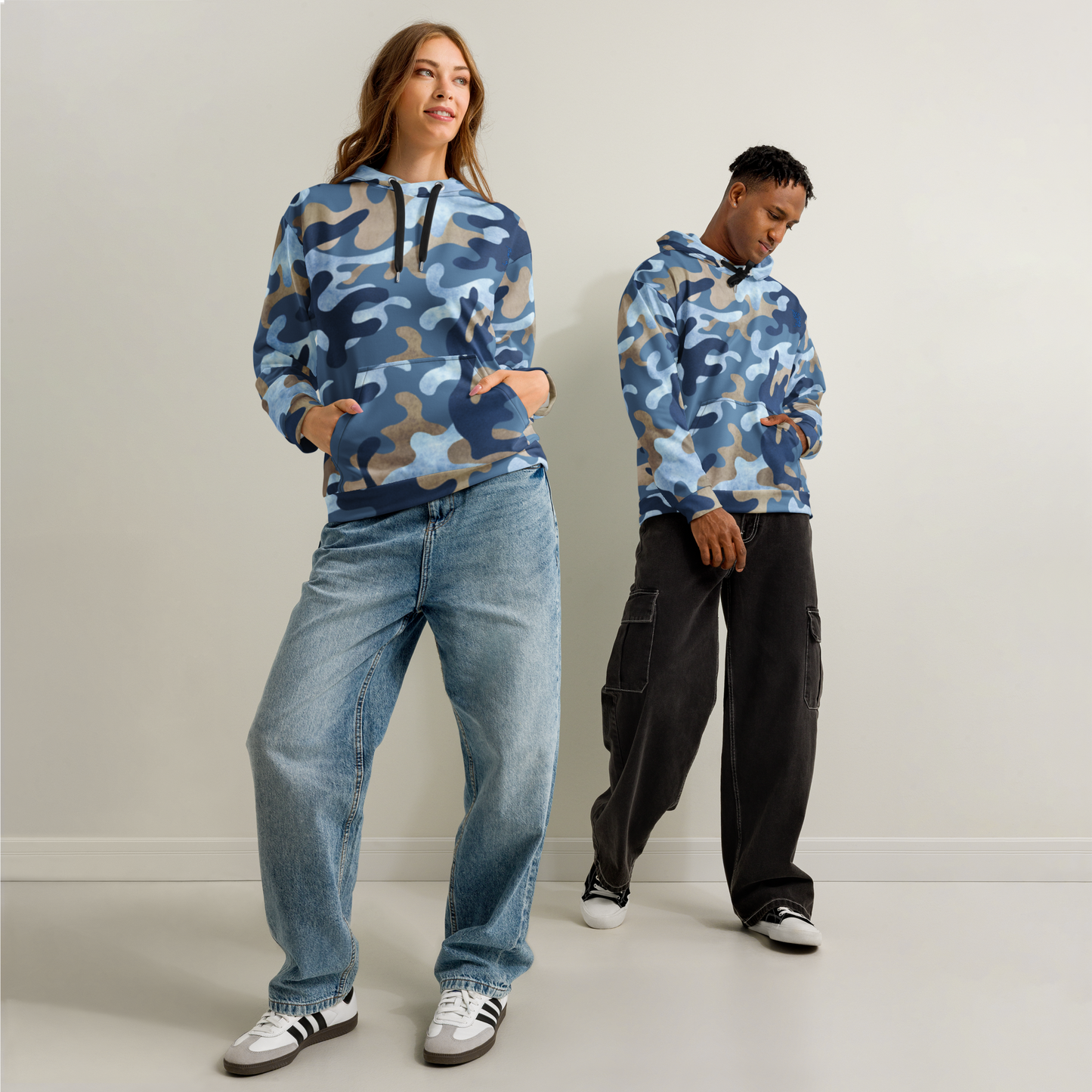 Blue Camouflage Cotton hoodie women's