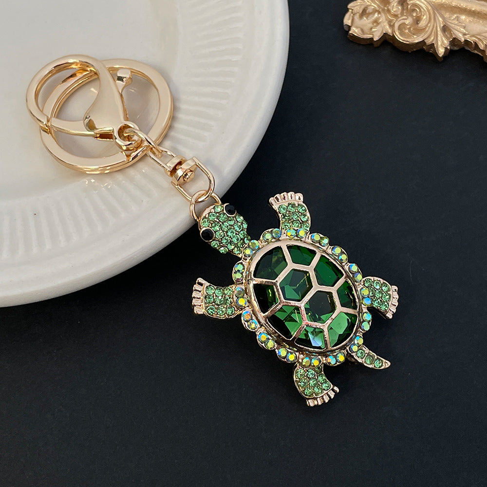 Color Diamond Metal Turtle Car Keychain