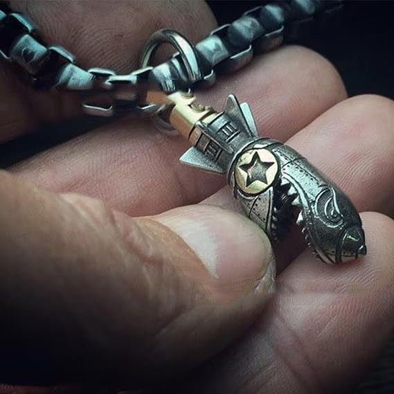Shark Rocket Skull Keychain