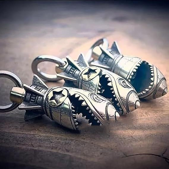 Shark Rocket Skull Keychain