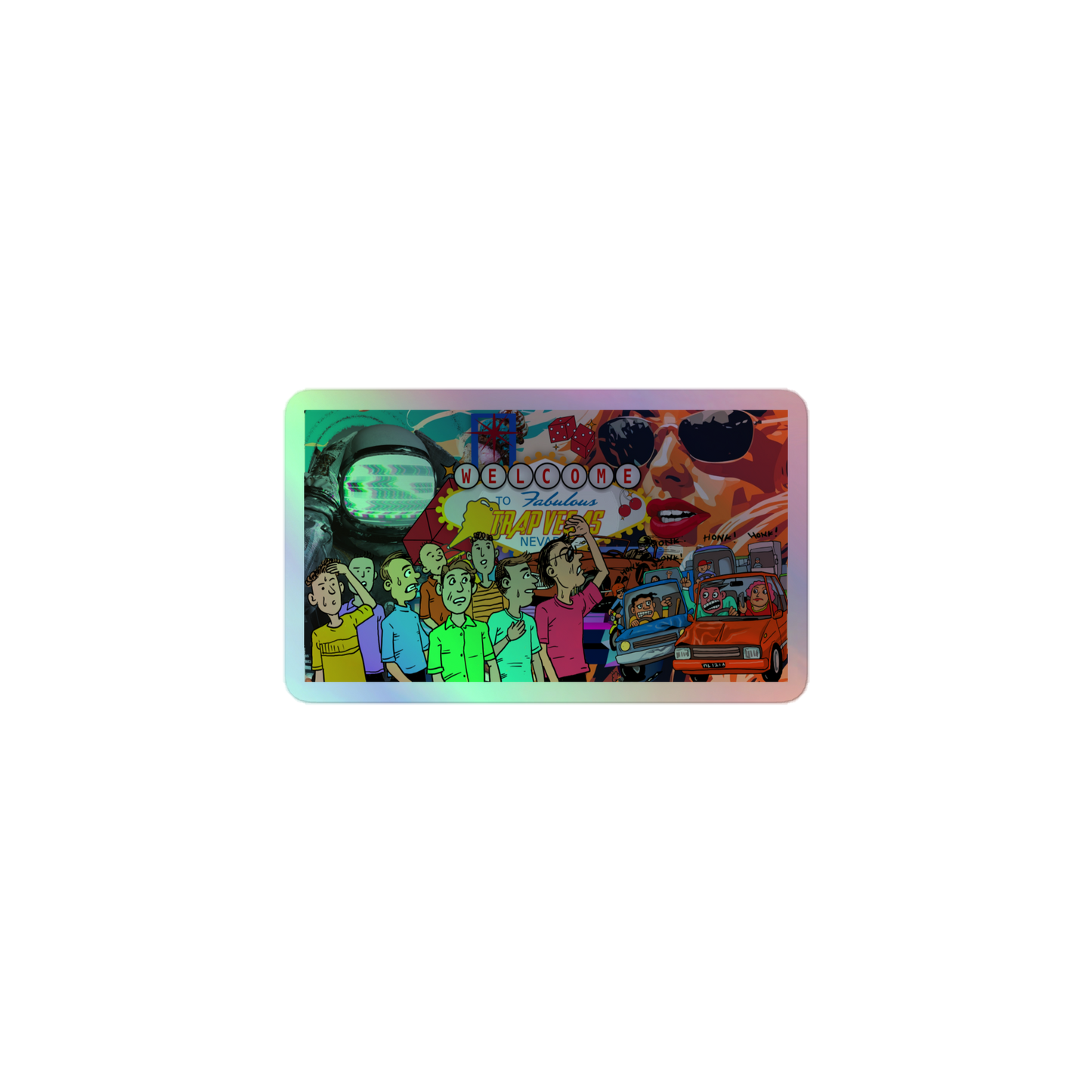 Holographic Trap Vegas Signed Sticker