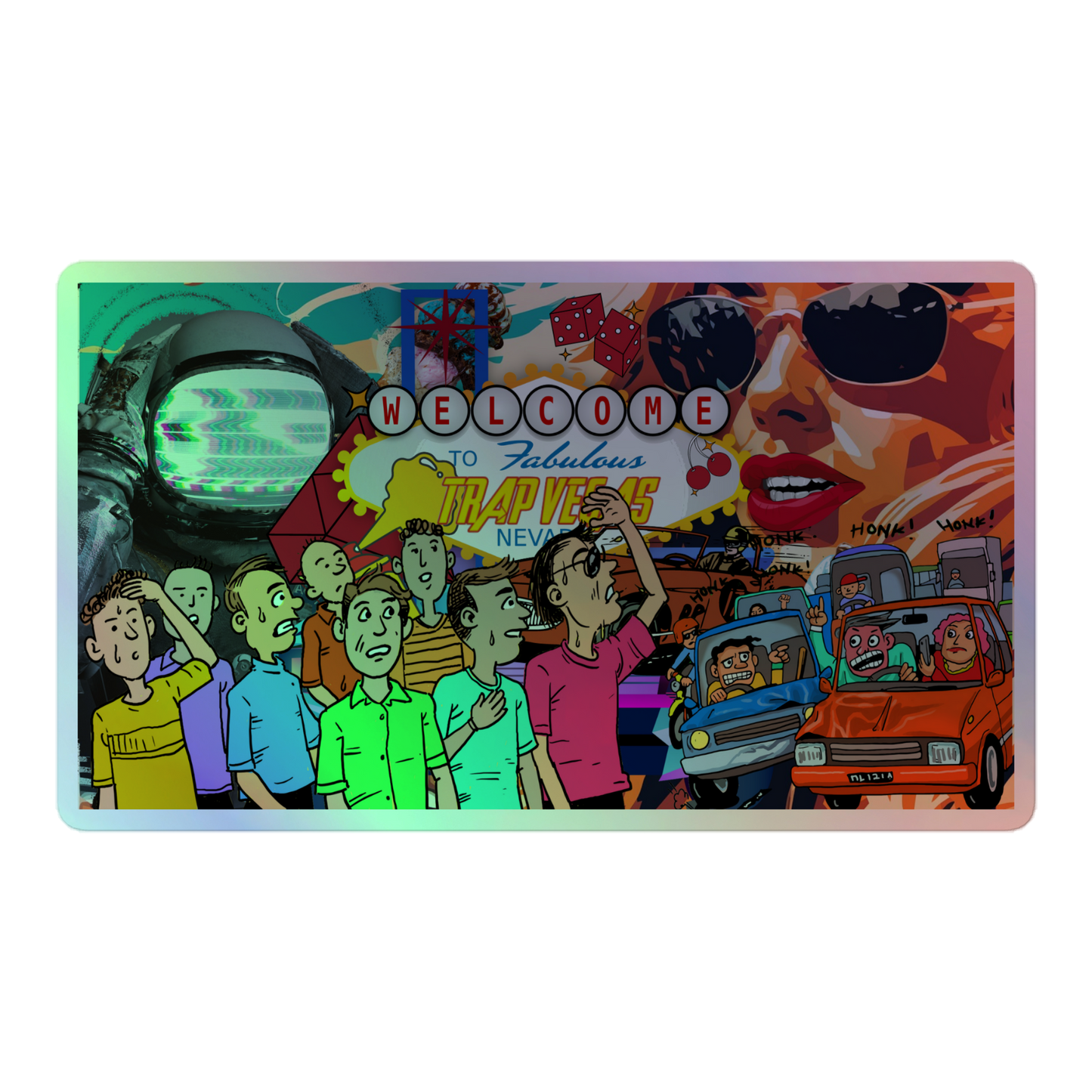 Holographic Trap Vegas Signed Sticker