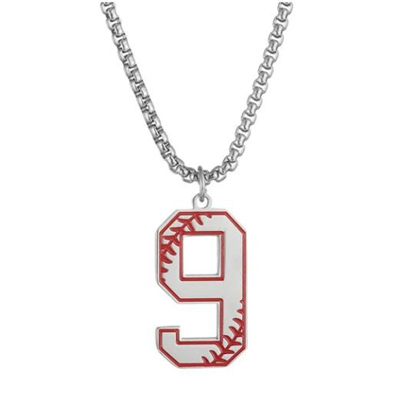 Baseball lucky number 0-9 necklace