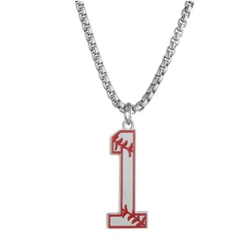 Baseball lucky number 0-9 necklace