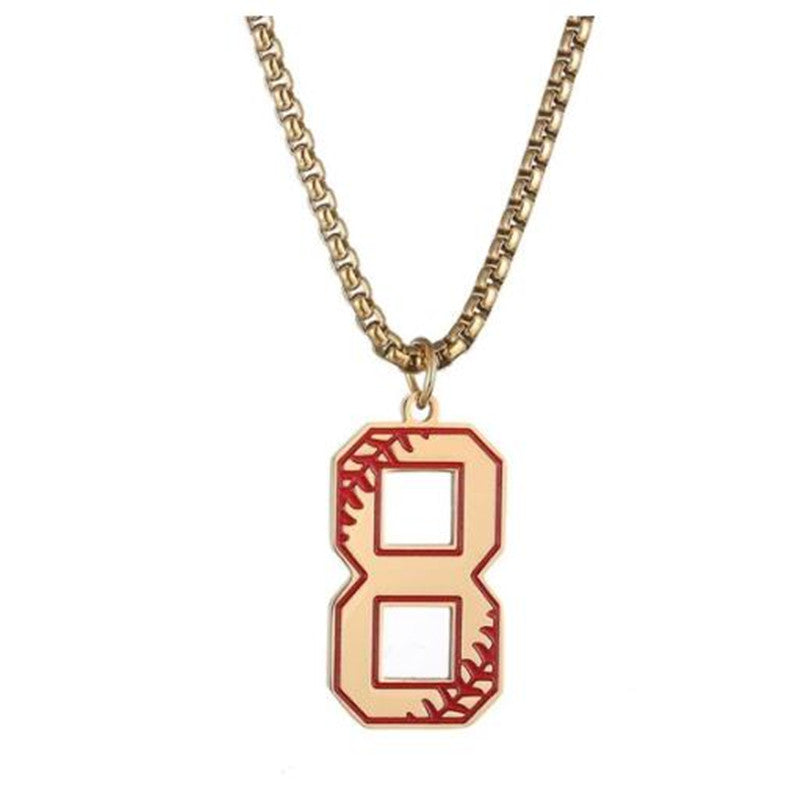 Baseball lucky number 0-9 necklace
