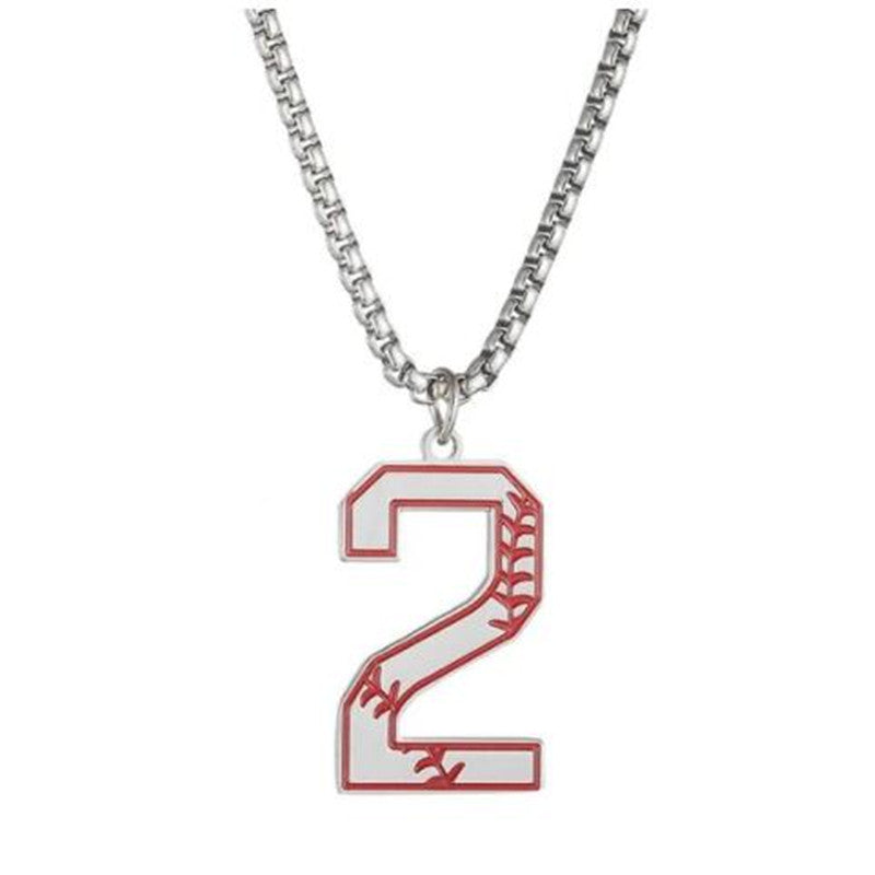 Baseball lucky number 0-9 necklace