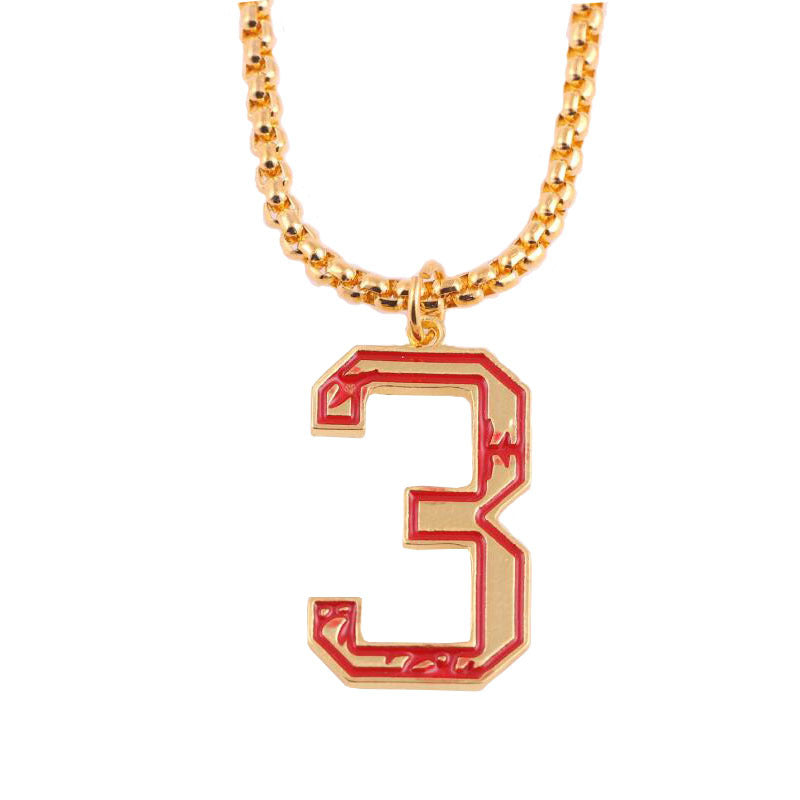 Baseball lucky number 0-9 necklace