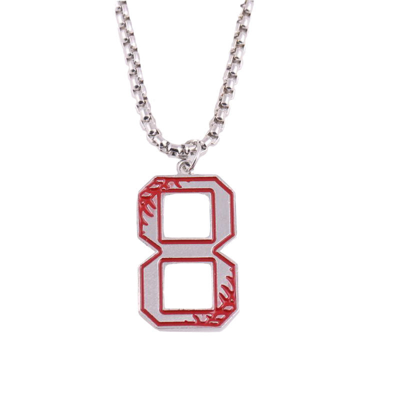 Baseball lucky number 0-9 necklace