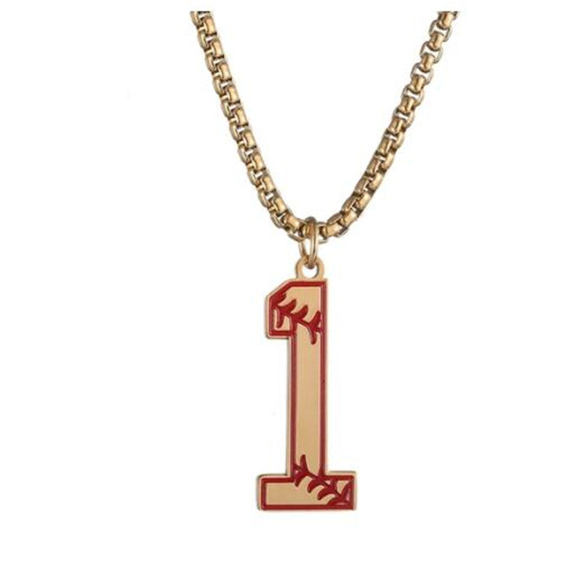 Baseball lucky number 0-9 necklace