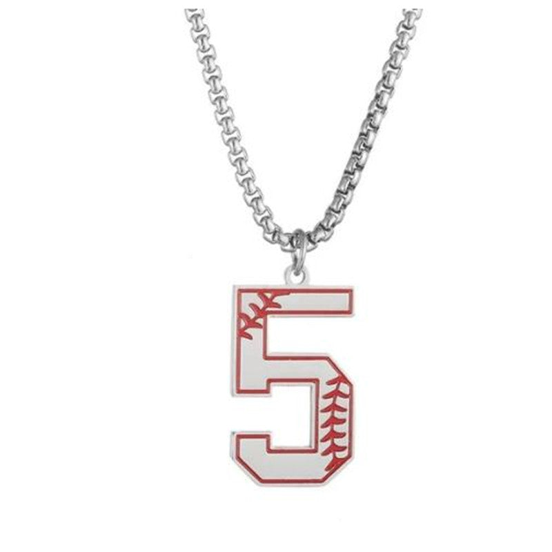 Baseball lucky number 0-9 necklace