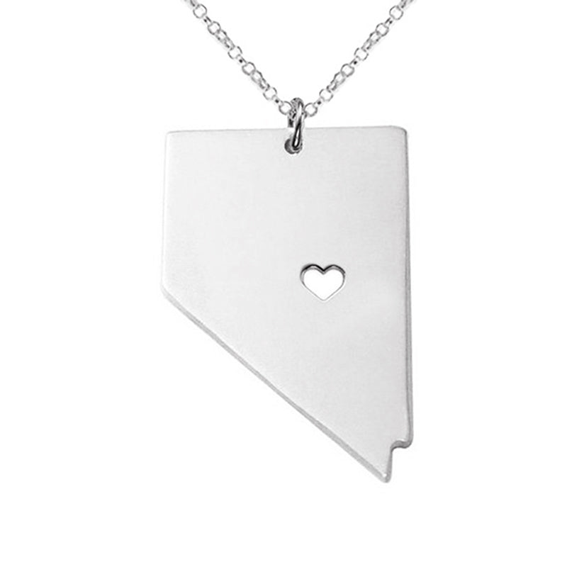 United States Nevada State Map Stainless Steel Necklace