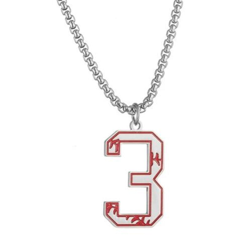 Baseball lucky number 0-9 necklace