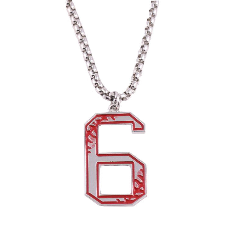 Baseball lucky number 0-9 necklace