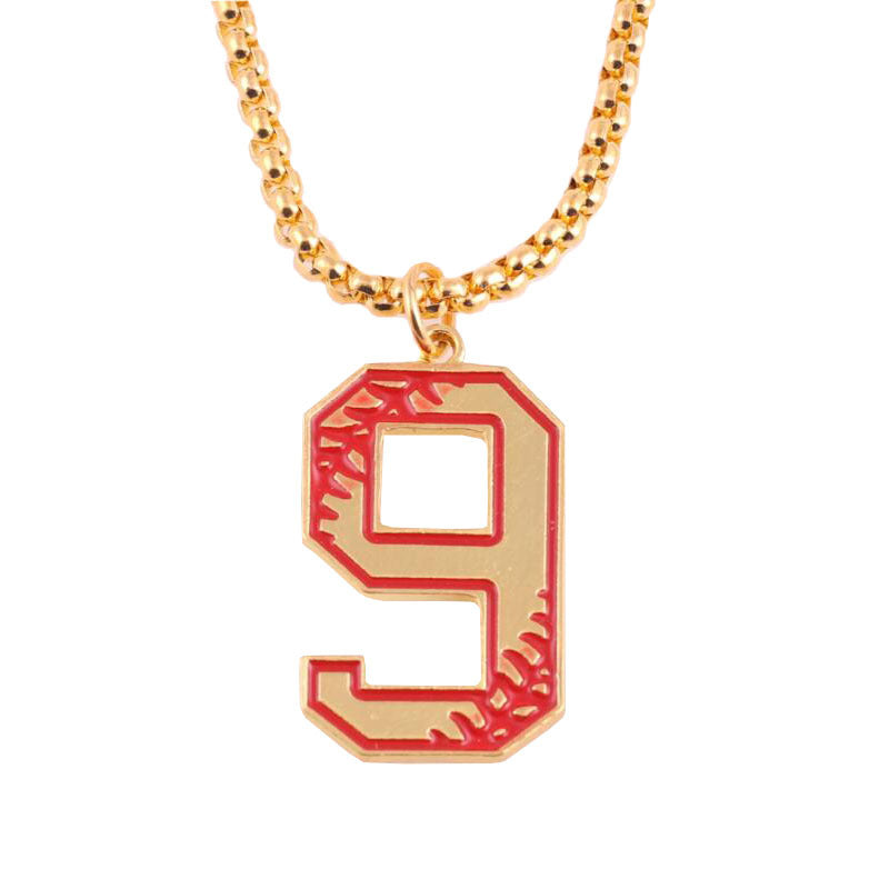 Baseball lucky number 0-9 necklace