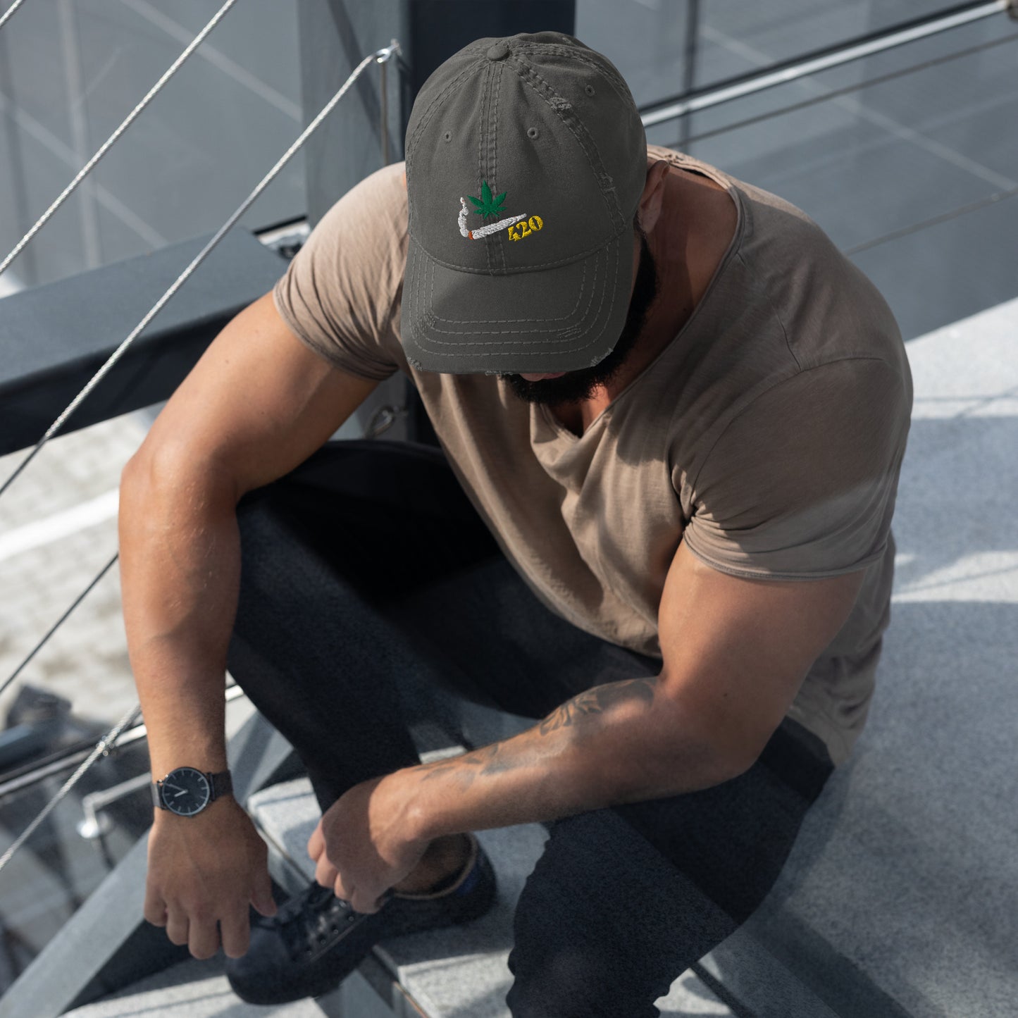 Smoking 420 Distressed Hat