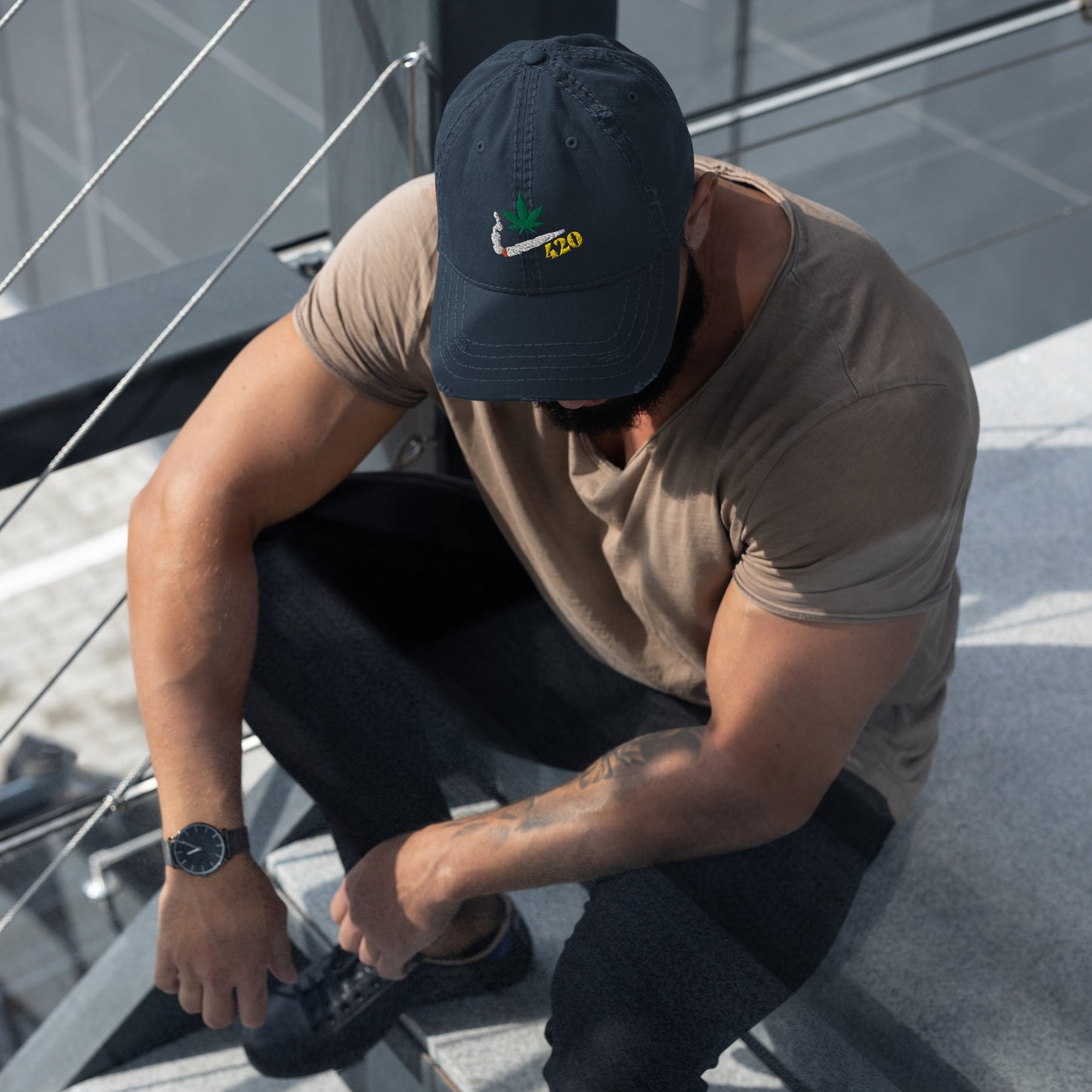 Smoking 420 Distressed Hat