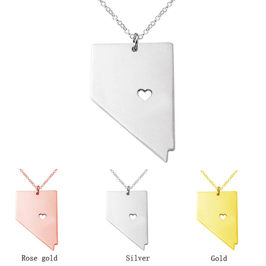 United States Nevada State Map Stainless Steel Necklace